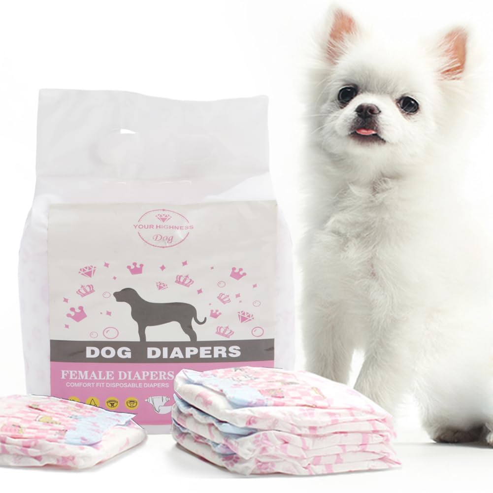 The Fellie Pañales desechables para perros hembra, superabsorbentes y protección contra fugas de 360°, envolturas para perros en calor, incontinencia, entrenamiento de mascotas, recuperación de