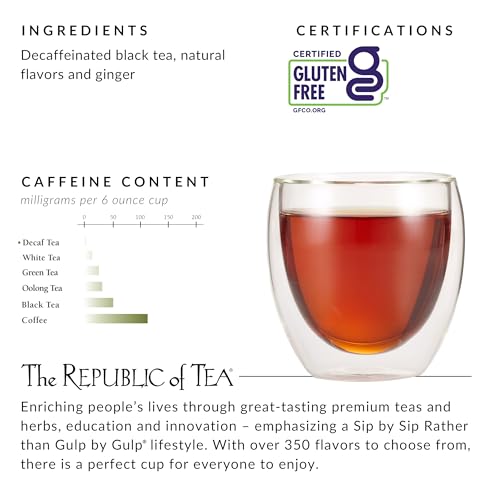 Image of The Republic of Tea Decaf Ginger Peach Black Tea, Tin of 50 Bags (Pack of 2)