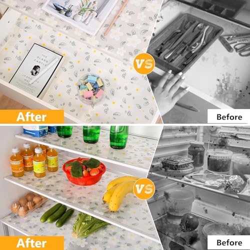 Image of EVA Food Grade Washable Anti Slip Mat /Sheet for Fridge, Shelf Liner, Table, Kitchen Drawer mat (3 Meter) (White Flower)