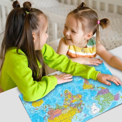 Image of World Map Jigsaw Puzzles 500-Piece For Kids And Childrens Educational World Map Learning, Gifts, Fun And Creative Game All Country Name With Capitals - Ages 9+ (500 Pcs)