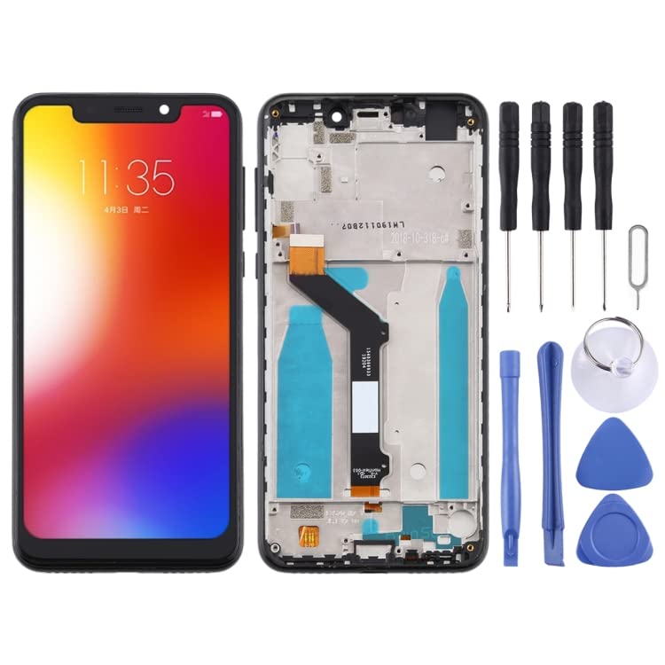 Piezas de reparación de teléfonos celulares Pantalla LCD TFT para Motorola Moto One (P30 Play) Digitizador Conjunto con Marco (Negro)