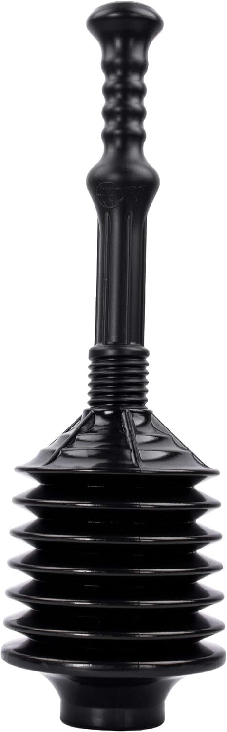 Lomeshow Supplies Black Bellows, Accordion Toilet Plunger, High Pressure Thrust Plunge, Powerful Clog Removal, All Purpose Power Plungers for Bathrooms, Also for Bathtubs, Bathroom Necessity, Black