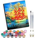 WANGWANGMIAO Malen Nach Zahlen Erwachsene,Rose Blume Schiff Ozean Landschaft，Paint by Numbers,Diy GemäLde Kit mit Pinsel und Acrylfarbe Als für Wanddeko Geschenk 40x50cm,mit Rahmen