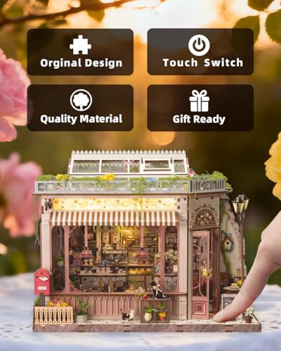 Image of Book Nook Kit - DIY Miniature House Diorama Dollhouse Kit, Booknook Tiny House Bookshelf Decor 3D Wooden Puzzle, Gifts for Adults, Teens, and Family(Cafe des Deux Moulins)