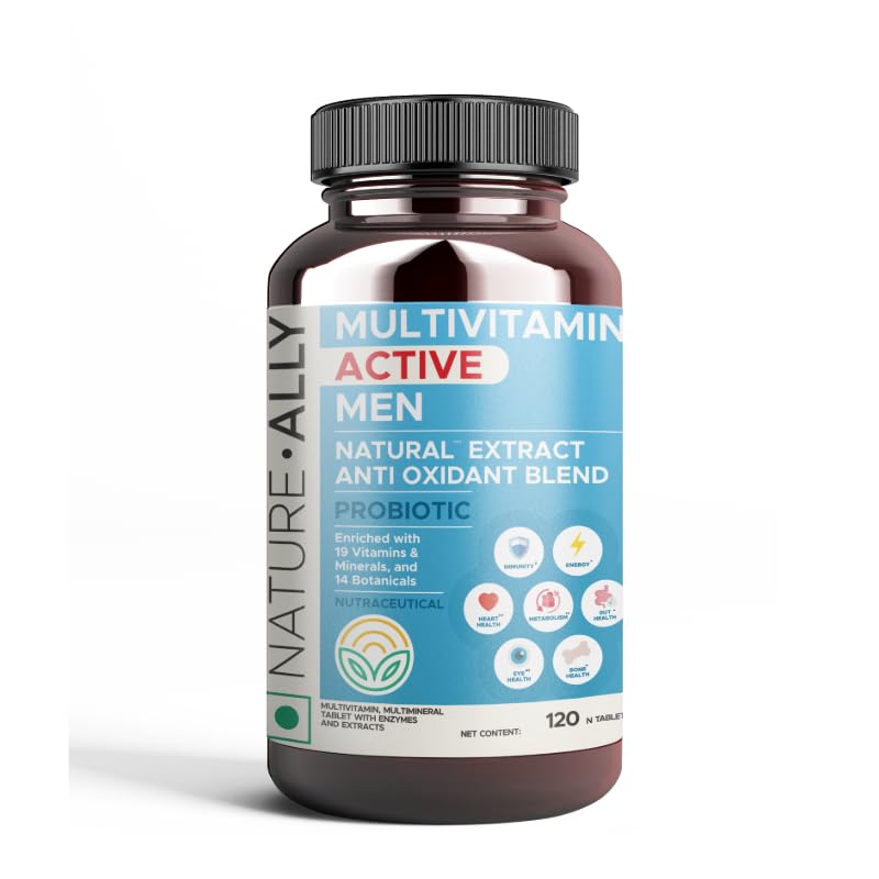 Natureally Multivitamin Active Men: 100% Rda 19 Vitamin & Minerals Value & 14 Botanicals|Ashwag&ha & Super Antioxidant Blend For Immunity,Gut,Bone,Eye,Heart Health (120 Tablets), 100 grams