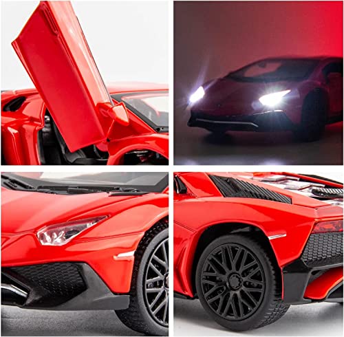 Image of 1:32 Scale Lamborghini LP750 Toy Car | Metal Pullback Diecast Car for Kids with Openable Doors, Sound, Light Effects Toy for Car Enthusiasts (Red)