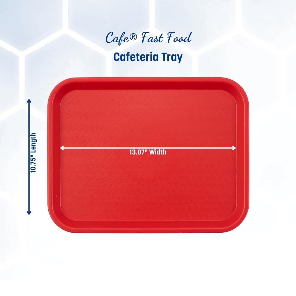 Carlisle FoodService Products CT101405 Bandeja de Plástico Estándar para Cafetería/Comida Rápida, Certificada NSF, Libre de BPA, 35X25 cm, Rojo (Paquete de 24)