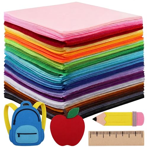 Image of Moukeren 180 Pcs 8 X 8 Inch Felt Sheets, 20 Colors | Stiff Fabric Squares Ideal Craft Sewing, DIY Patchwork Projects, Nonwoven Material, Bulk Supply Holiday and Festival Decor