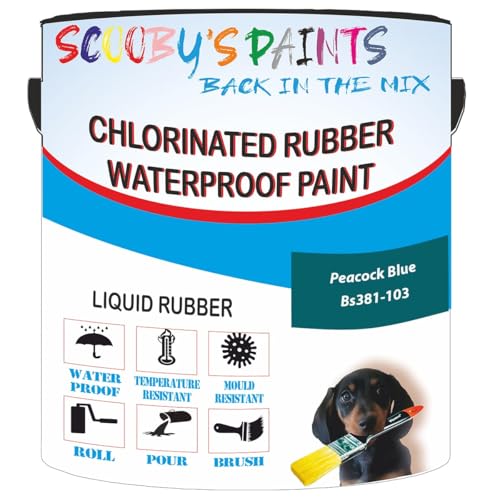 Scooby's Paints Chlorinated Rubber Waterproof Paint, Liquid Rubber (Peacock Blue Bs381-103, 0.5 Liters)