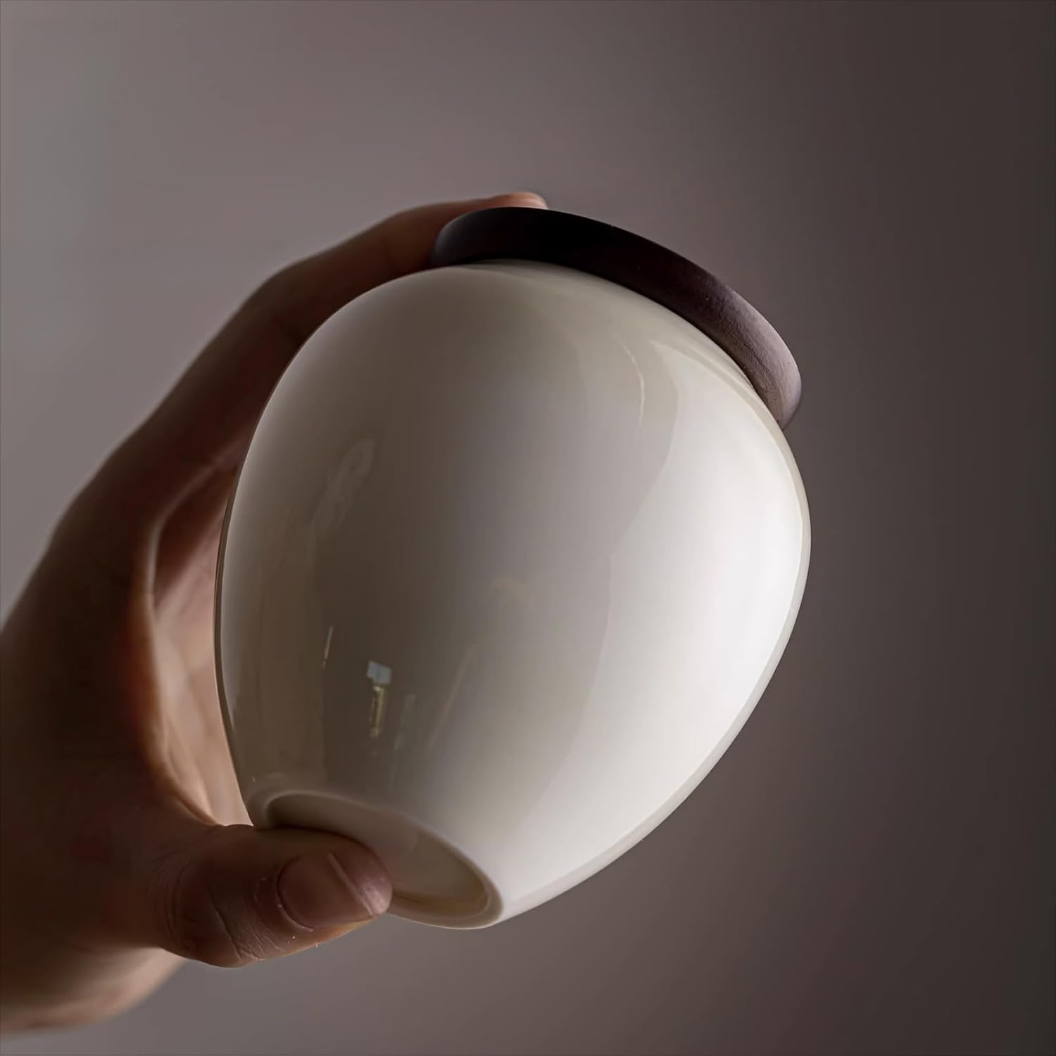 Vintage Style Gray Tea Canister, 200ml 6.8oz, Chinese Style Ceramics Sealed Jar Sealed Storage Tank Handmade Kungfu Tea Set