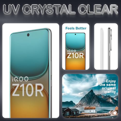 Image of FIRST MART Matte UV Tempered Glass for IQOO Z10R and IQOO Z10 | Anti-Glare Curved Screen Protector, 9H Scratch Resistant, Fingerprint Compatible, Case-Friendly | Pack of 1