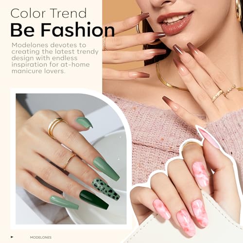 Image of modelones 32 PCS Gel Nail Polish Set, 28 Colors Nude Red Green Blue Gel Polish with No Wipe Base Coat, Glitter & Glossy & Matte Top Coat Soak Off LED Nail Art Kit Salon at Home