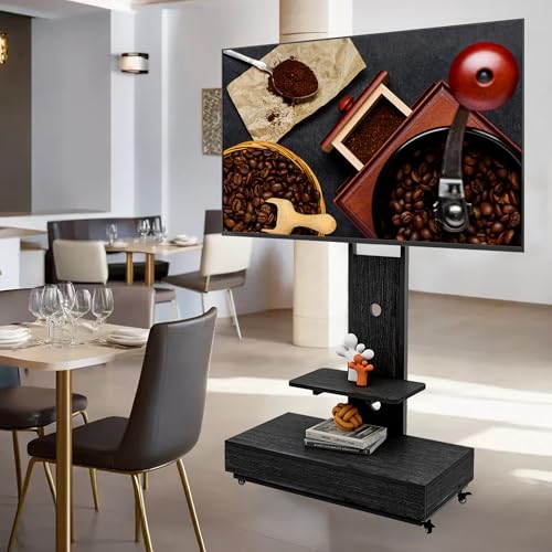 Soporte móvil de piso para TV de 32-75 pulgadas negro miniatura 1
