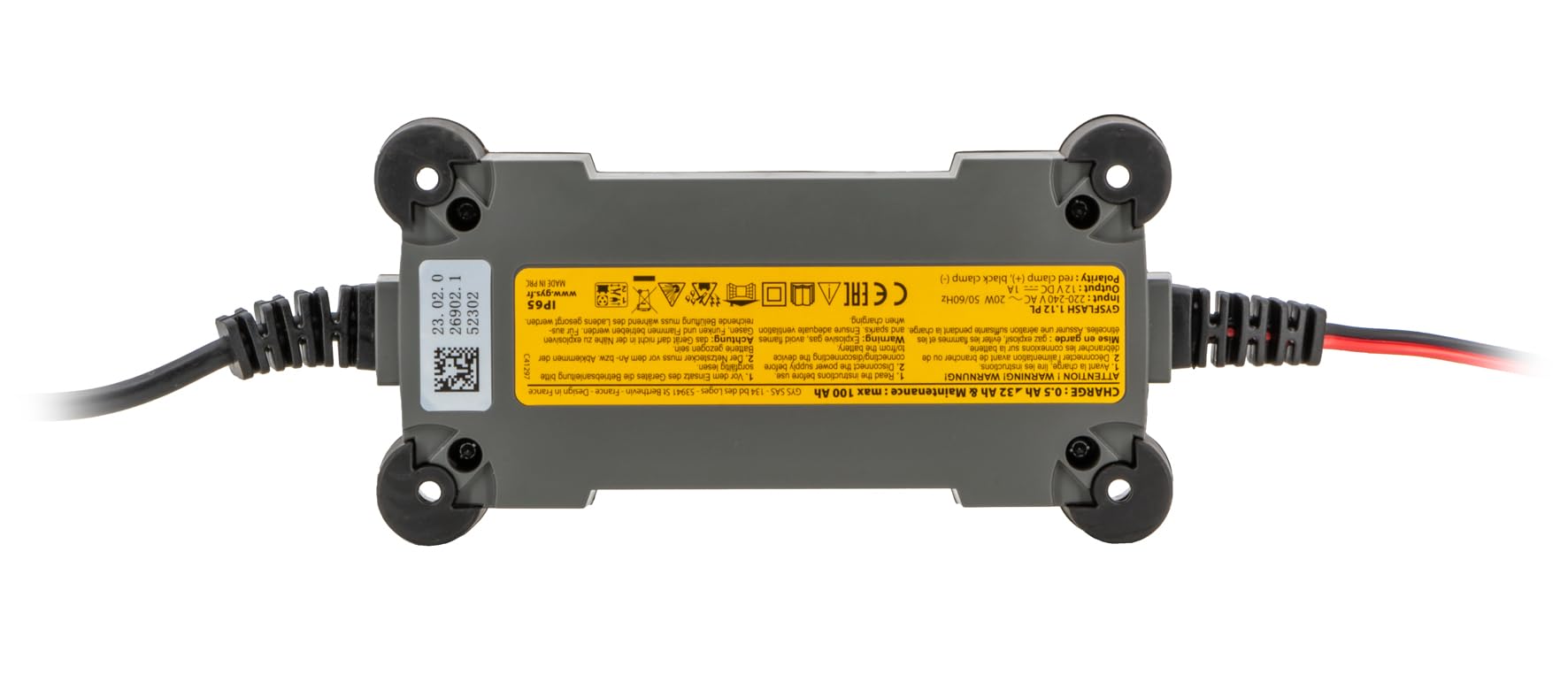 GYS - GYSFLASH 1.12, Caricabatterie/Mantenimento di Carica per Le Batterie, 12V, 1A, Piombo e Litio, Caricatore Intelligente, mantenitore, Moto, Auto, Moto d’Acqua, Showroom - 026902