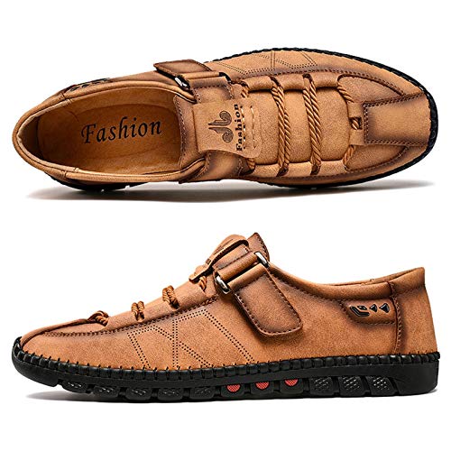 Moodeng Men`s Casual Leather Loafer Summer Outdoor Sandals Comfortable Boat Shoes Slip-on Driving Loafers2