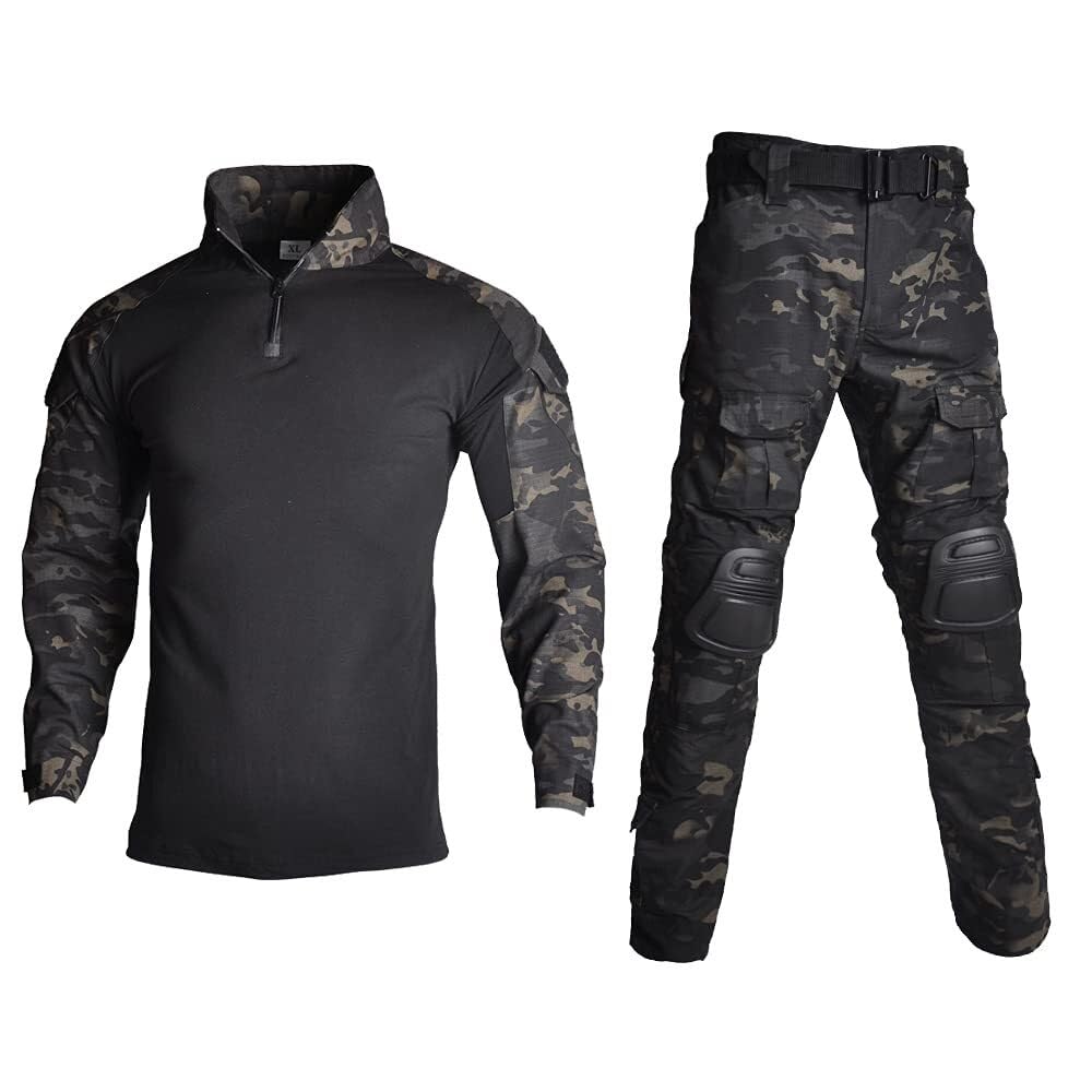 Męski Zestaw Garniturów Taktycznych Z Nałokietnikami I Nakolannikami, Koszula Bojowa Spodnie Długim Rękawem Do Treningu Polowania