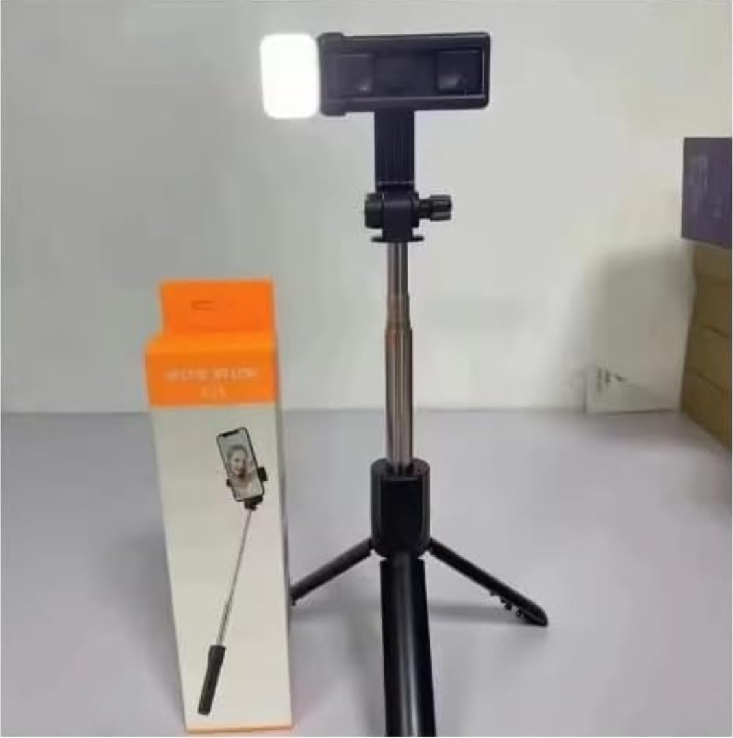 Selfie Stick Tripod with LED Light, Extendable, Wireless Remote, Black, Portable Stand for Photography-image-39