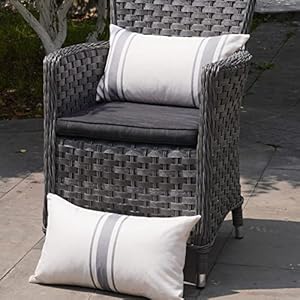 Onway outdoor pillow covers waterproof 12×20 set of 2 decorative linen throw pillow cover beige and grey striped outdoor pillows for patio furniture  urban country home decor