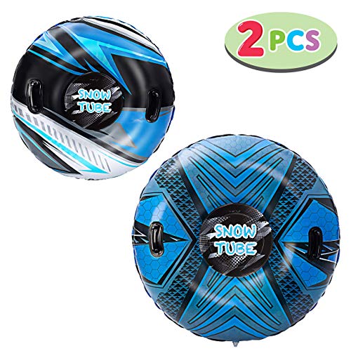 JOYIN Snow Tubes Set, 48” and 37” Inflatable Snow Sled for Kids