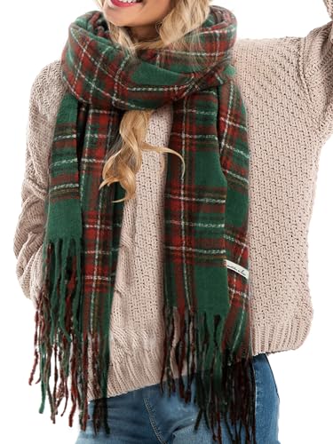 Coume Christmas Plaid Scarf for Women Men Soft Buffalo Plaid Winter Scarf Cashmere Feel Fashion Tartan Gifts