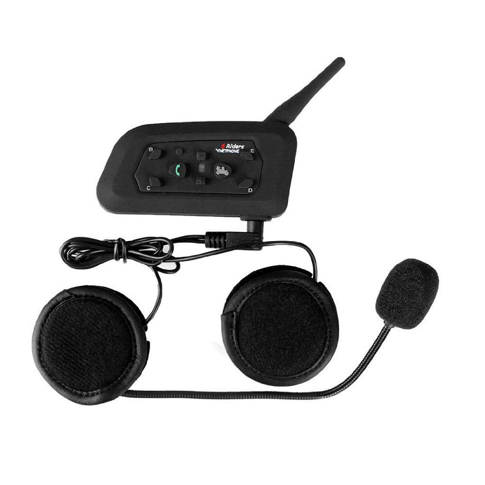 QSPORTPEAK V6 Moto Bluetooth Casco Intercomunicador Intercomunicador Auricular, dúplex Completo Moto inalámbrico Interfono Conecte hasta 6 pasajeros, Radio FM/GPS / MP4 / 1200M(1 Pieza Cable Duro)