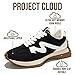 Project Cloud Trendy Fashion Sneakers for Women 2026 - Memory Foam and Non-Slip Comfortable Casual Ladies Shoes for Womens Fashion Sneakers - Lightweight Lace-up Shoes (LECCO, BLK, 5.5)