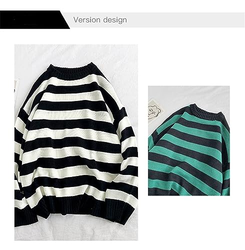 Bollrllr Men's Pullover Sweater Striped Knitted Round Neck Sweater Autumn Warm Casual Sweater 5