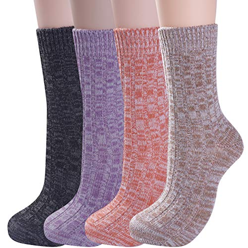 Womens Warm Winter Wool Socks Cozy Soft Vintage Boot Socks (Light Stripe)