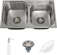 Pingoo.casa , Cuba para Cozinha Dupla Aço Inox com Acessórios Ticunas - Prata