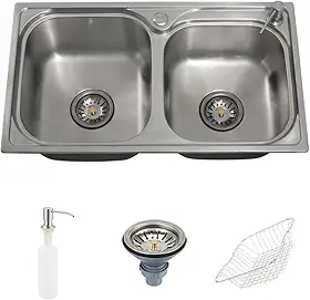 Pingoo.casa , Cuba para Cozinha Dupla Aço Inox com Acessórios Ticunas - Prata