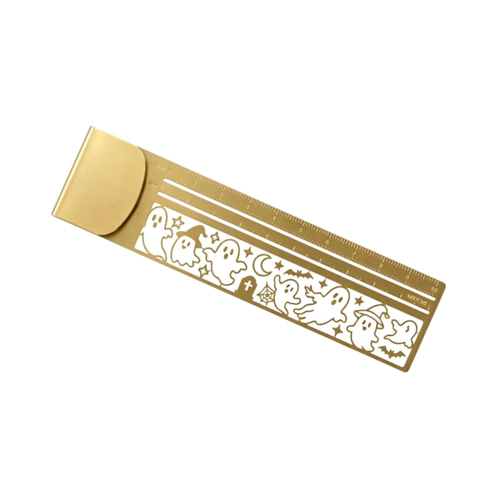 Metal Bookmark Ruler, 2-in-1 Cute Hollow Cat Pattern Stencil Brass Ruler