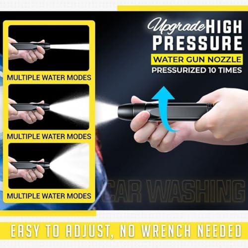 Image of High Pressure Water spray gun for Car and bike Washing Gun for 1 /2 inch Hose Pipe, 3pcs connector with Adjustable Pressure Booster Car Nozzle Washer Gun Jet Water Spray Nozzles for Garden