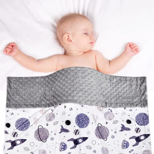 Image of Baby Blanket, Soft Minky Warm Blanket for Boy or Girl, Receiving Blanket with Double Layer Dotted Backing for Newborns Nursery Stroller Toddlers Crib Bedding (30 x 40 Inch) Grey Space