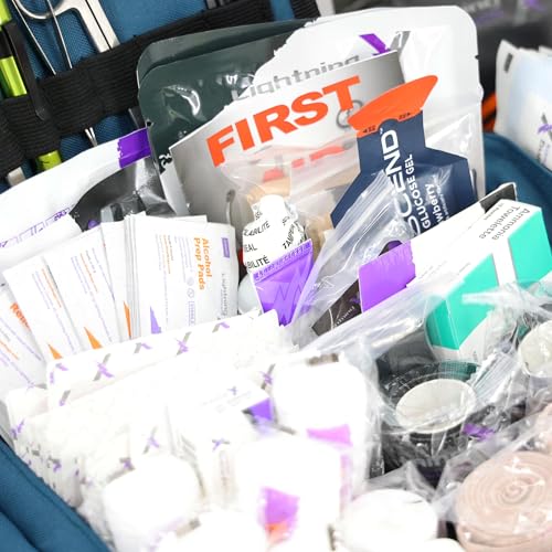 Lightning X Value Compact Medic First Responder EMS/EMT Stocked Trauma Bag w/Basic Fill Kit A - Blue - Image 4