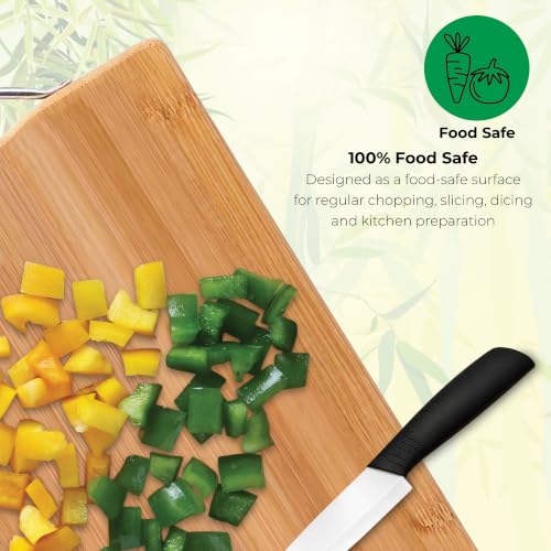 Image of Hawkins Bamboo Chopping Board Big 255 x 360 mm |100% Food Safe |Natural Bamboo |Strong & Lightweight |Durable |Eco-Friendly Cutting Board (BCBB)