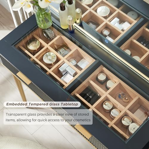 image for T4TREAM Fluted Makeup Vanity Desk with 36