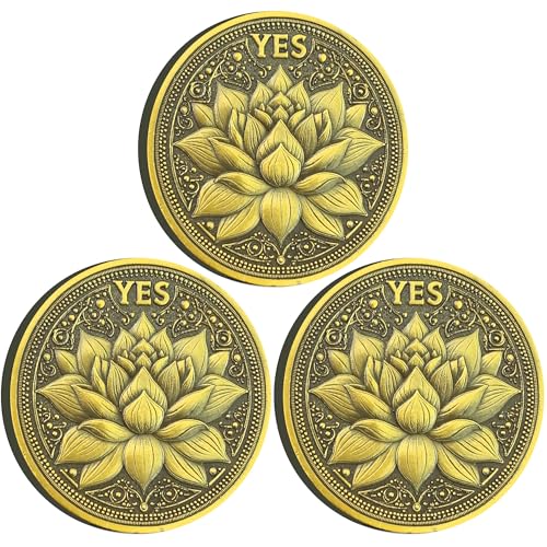 Strugglejewelry Lotus and Phoenix Decision Maker - Inspira claridad y sabiduría Sí/NO Filpping Coin (paquete de 3)