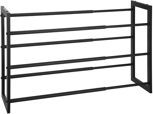 Miniatura 8 de mDesign Estante organizador de almacenamiento de zapatos y botas de metal ajustable y expandible de 3 niveles, ahorro de espacio, almacenamiento