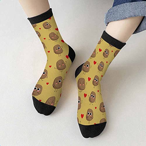 Image of Red Striped Crew Socks for Woman Size 6-8 Christmas Tree Moose Snowflake Dots Lines Girls Socks