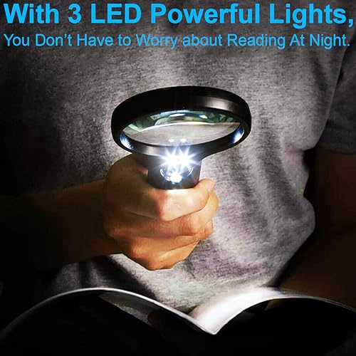 Magnifying Glass, 45X Handheld Reading Magnifying Glass with 3 LED Lights - Image 2