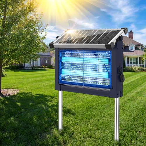 Image of OnBeam Solar Bug Zapper Outdoor, Mosquito Zapper Waterproof Electric Fly Zapper Rechargeable Mosquito Killer Lamp with 10W Solar Panel, 4500V Cordless Fly Trap for Backyard, Patio, Garden, RV, Camping
