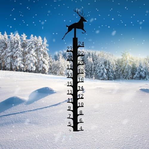 UXBDGMTO Snow Gauge 24 inch Snowflake - Christmas Holiday Metal Measuring Stick Garden Stakes for Yard Xmas Rain Gauges Outdoor Decoration