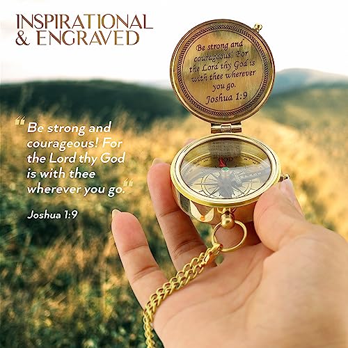 Brújula de Latón 'God is My Guide' con Caja de Exhibición - Regalo Religioso Grabado para Hombres y Mujeres - Regalo de Bautizo, Confirmación y Comunión para Niños miniatura 5