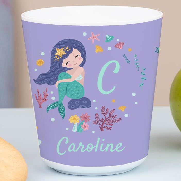 Wanapix | Gobelet en Plastique pour Enfants | Gobelet Personnalisé avec Nom |Verre Plastique Incassable Personnalisé |Collège/Pépinière/Maternelle | Sans BPA | Mug Enfant | 235ml | Sirène