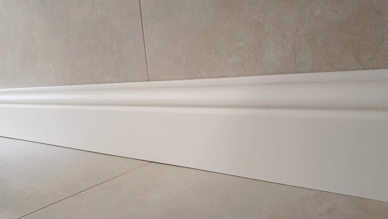 MadeInNature, Zócalo de medio moldeado de estilo Luis XV prepintado blanco de muy alta calidad, diferentes dimensiones, fabricación francesa para MadeInNature (largo 2 m, altura 11 cm, 10 ml)