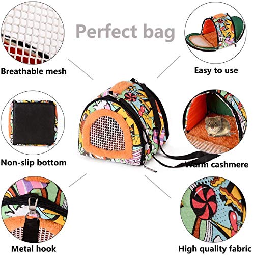 KAMEIOU Travel Small Animals Hedgehog Hamster Guinea Pig Carrier for Small Guinea Pigs Rats Chinchillas Hamsters Hedgehogs Carriers Pouch Bag with Detachable Strap Breathable Warm Small Pet Carrier - Thumbnail 6