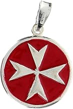 Holyart Ciondolo Cavalieri di Malta Smalto Rosso Argento 925