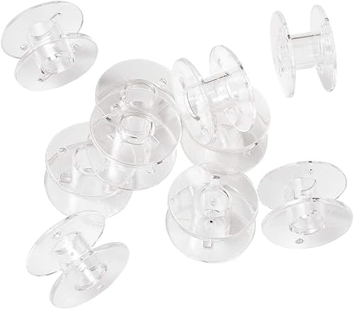 Miniatura 10 de Craftdady 50 carretes de alambre de plástico vacíos de 2.64 pulgadas de diámetro, bobinas de hilo para abalorios de hilo de alambre