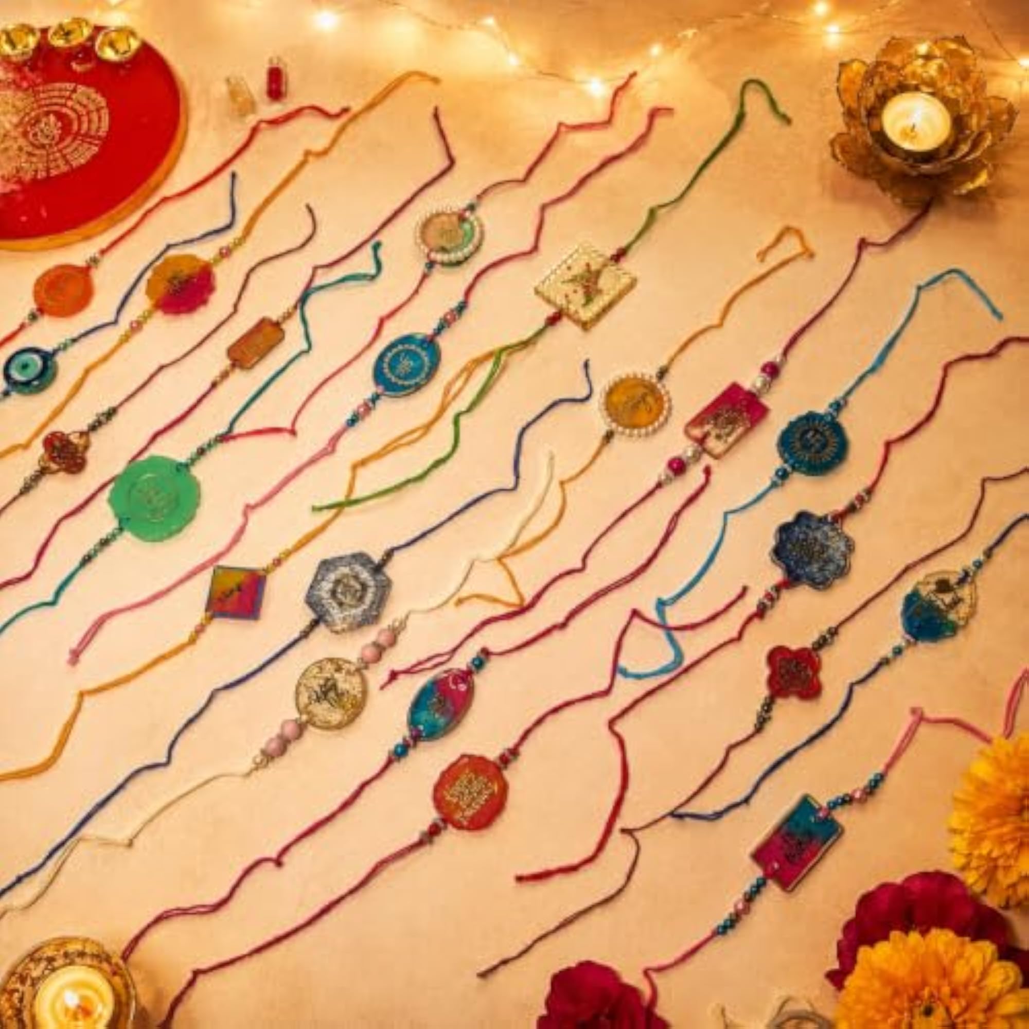 Rakshabandhan Handmade Resin Threads & Pooja Thali Set