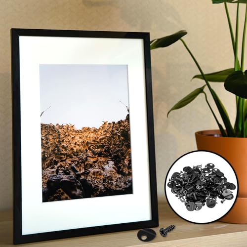 Image of 100PCS Picture Frame Backing Clips Picture Turn Button Fasteners Metal Photo Frame Hardware Backing Clips with 100 Pcs Frame Hardware Backing Clips to Hold Painting Poster in Frame Back Fasteners